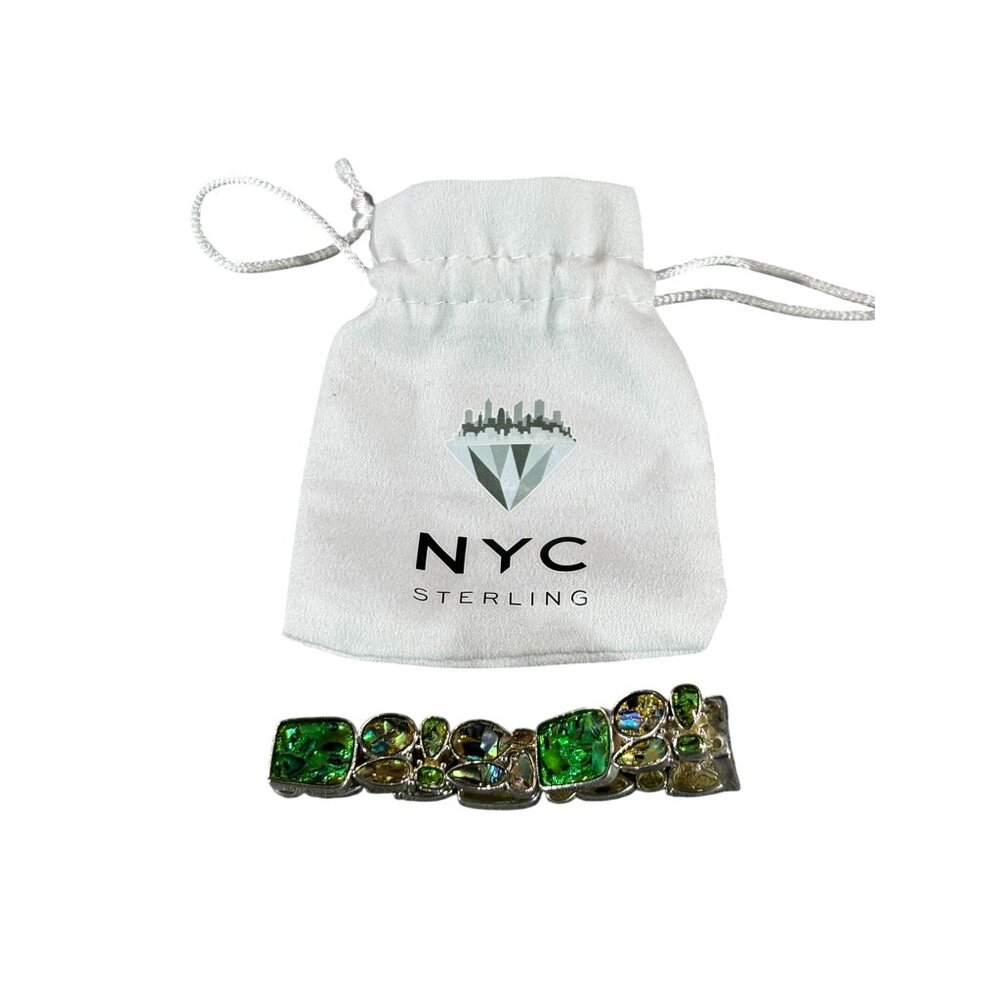 Handmade Natural Green & Yellow Gemstone Bracelet With Silver-Plated Finish